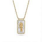 Collier long sculptural bicolore doré et argenté – Pendentif Kamasutra – Montesino Joaillerie